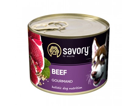 Вологий корм для дорослих собак Savory, з яловичиною, 200 г