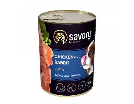 Вологий корм Savory Puppy Chicken&Rabbit для цуценят, курка з кроликом, 400 г