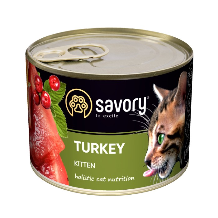 Вологий корм для кошенят Savory, з індичкою, 200 г