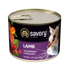 Вологий корм для стерилізованих котів Savory, з ягням, 200 г
