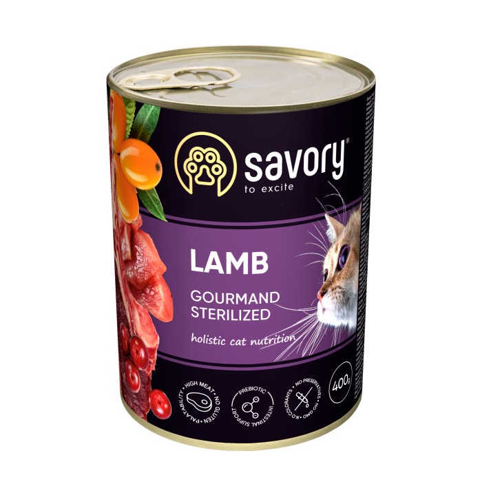 Savory Cat Can Adult Sterilised ягня k 400g