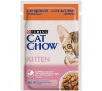 Вологий корм для кошенят Cat Chow, з індичкою та кабачками в желе, Пау..
