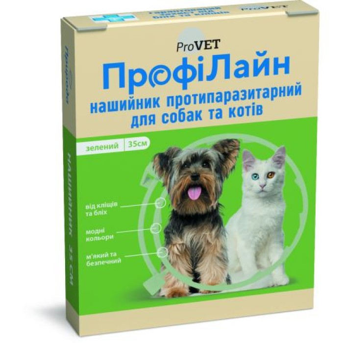 Нашийник "Профілайн" антиблошиний д/собак великих порід (зелений), 70 см