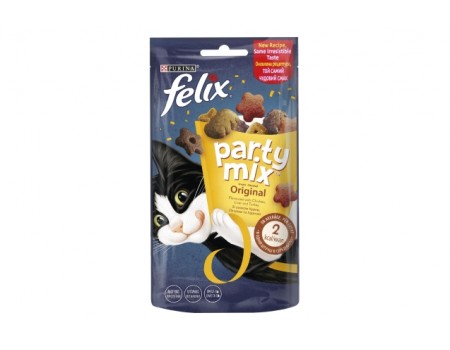 Ласощі для котів FELIX PARTY MIX Original, м'ясний мікс, 60 г