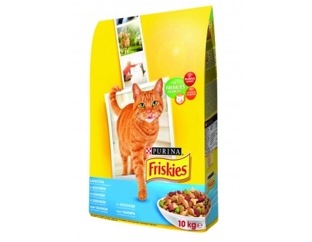 Сухой корм Friskies Sterile, для кастрированных и стерилизованных кошек, лосось/овощи, 10 кг