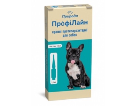 Краплі на холку "Профілайн" для собак 4кг-10кг 1 піпетка 1,0мл (інсектоакарицид)