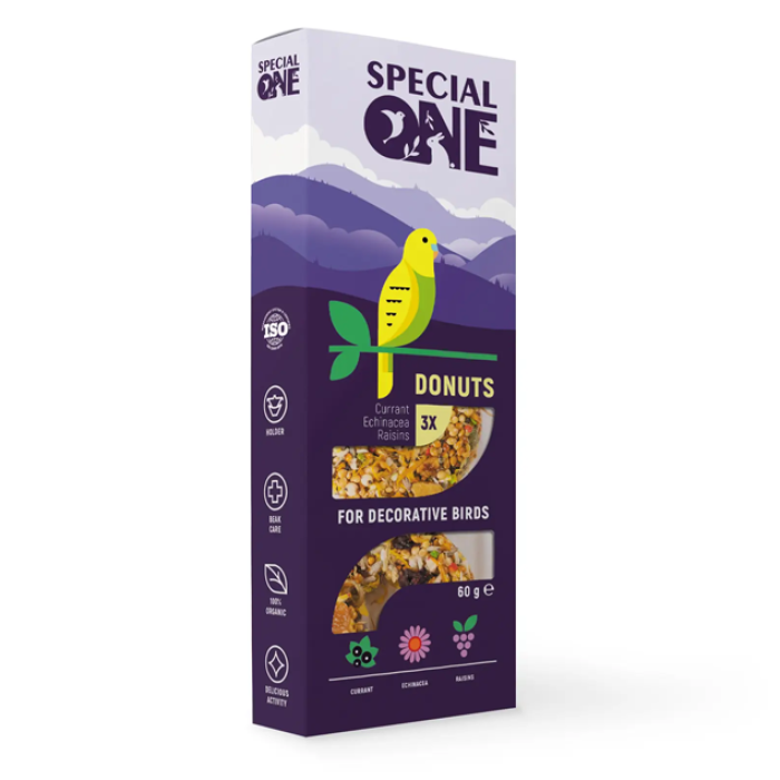 Пончики SPECIAL ONE «Смородина, эхинацея, виноград» для птиц, 60г (3 шт)