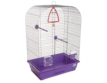 Клітка «Аурика» для дрібних декоративних птахів, хром/фіолетова, 44х27х64 см