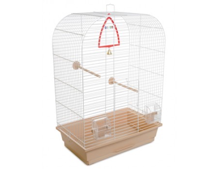  Клетка «Аурика» для мелких декоративных птиц, белая/бежевая, 44х27х64 см