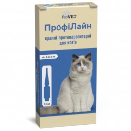 Профилайн Капли на холку от блох и клещей  для котов от 4 - 8  кг,  4 ..