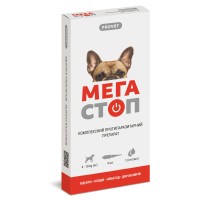 Краплі PROVET МЕГАСТОП для собак 4-10 кг, 4п.х1,0 мл (інсектоакарицид, антигельмінтик)