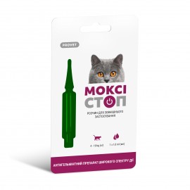 Капли PROVET МОКСИСТОП для кошек 4-10 кг, 1 пипетка 1,0 мл (антигельми..