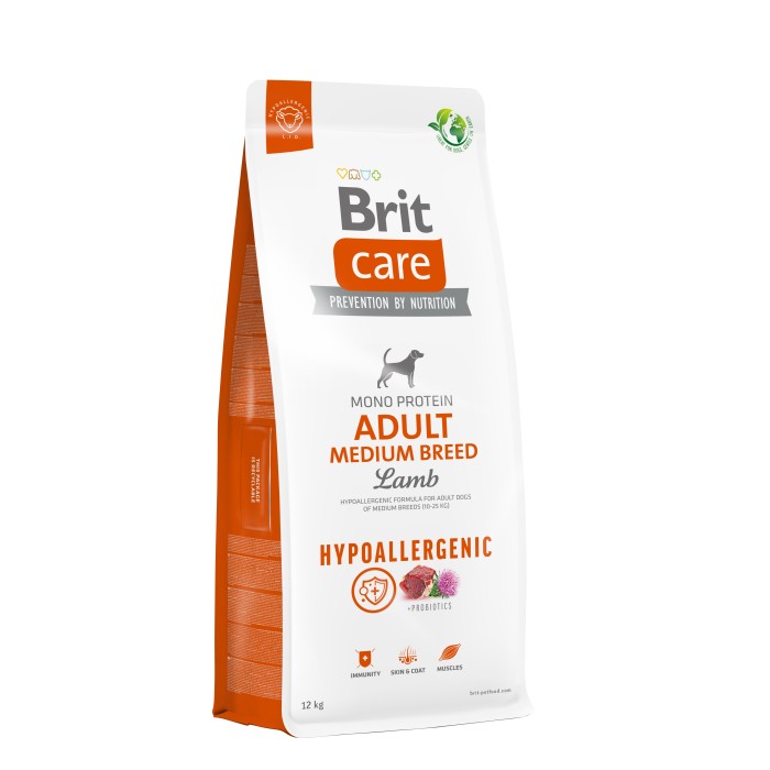 Корм для собак средних пород Brit Care Dog Hypoallergenic Adult Medium Breed гипоаллергенный с ягненком, 12 кг