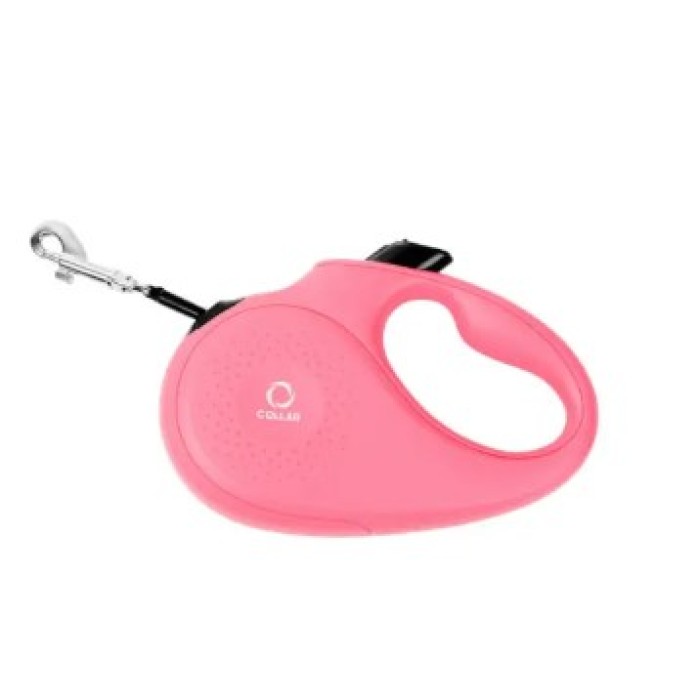 Повідець-рулетка Collar для собак S, 15 кг 5 м стрічка рожева