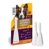КАПЛИ НА ХОЛКУ GOLDEN DEFENCE ОТ ПАРАЗИТОВ ДЛЯ СОБАК  10-20 КГ ( 1 пипетка)