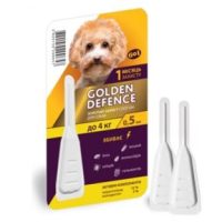 Краплі на холку GOLDEN DEFENCE від паразитів для собак ДО 4 КГ ( 1 піпетка)