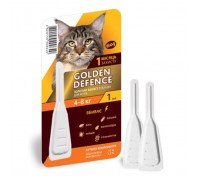 Капли на холку GOLDEN DEFENCE от паразитов, для кошек весом от 4 до 8 ..