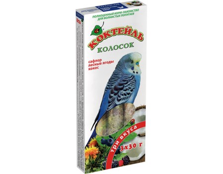 Колосок Коктейль для волнистых попугаев (сафлор,лесная ягода,кокос) 90г