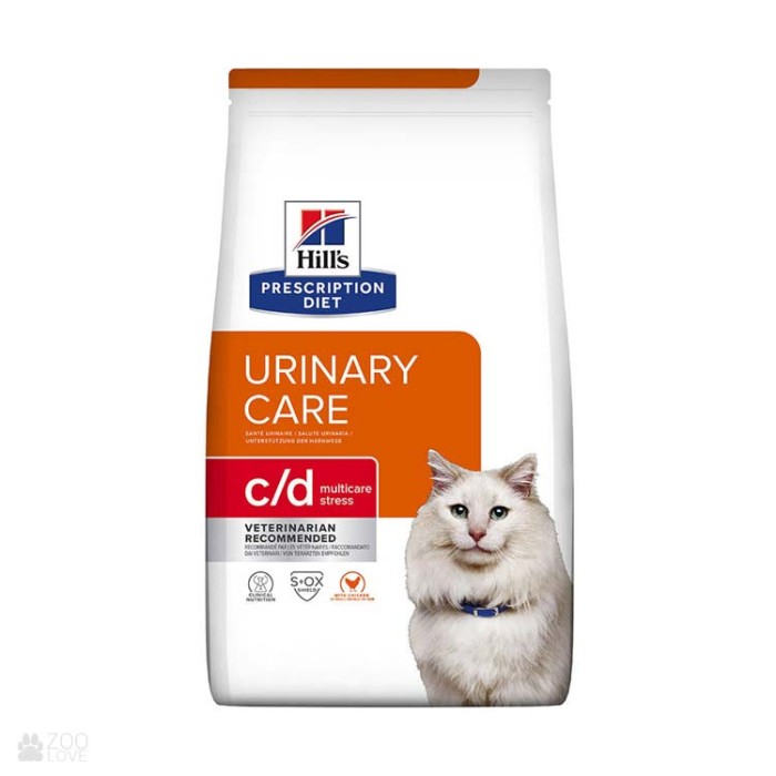 Hills Feline C/D Urinary Stress Feline Chicken сухой корм для предотвращения повторного проявления признаков ИЦС у кошек 3 кг