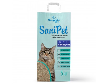 Наповнювач для котячого туалету Природа Sani Pet бентонітовий, середня гранула, 5 кг 