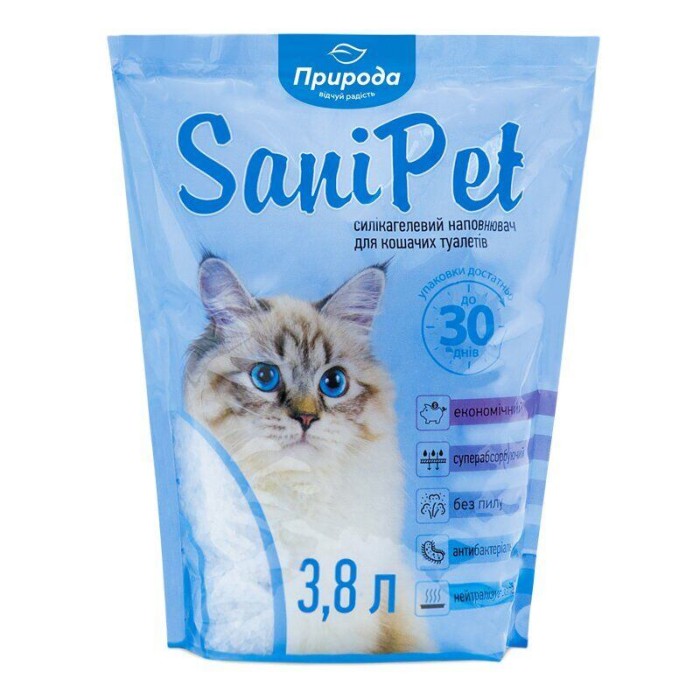 Наполнитель для кошачьего туалета Природа Sani Pet силикагелевый, 3,8 л