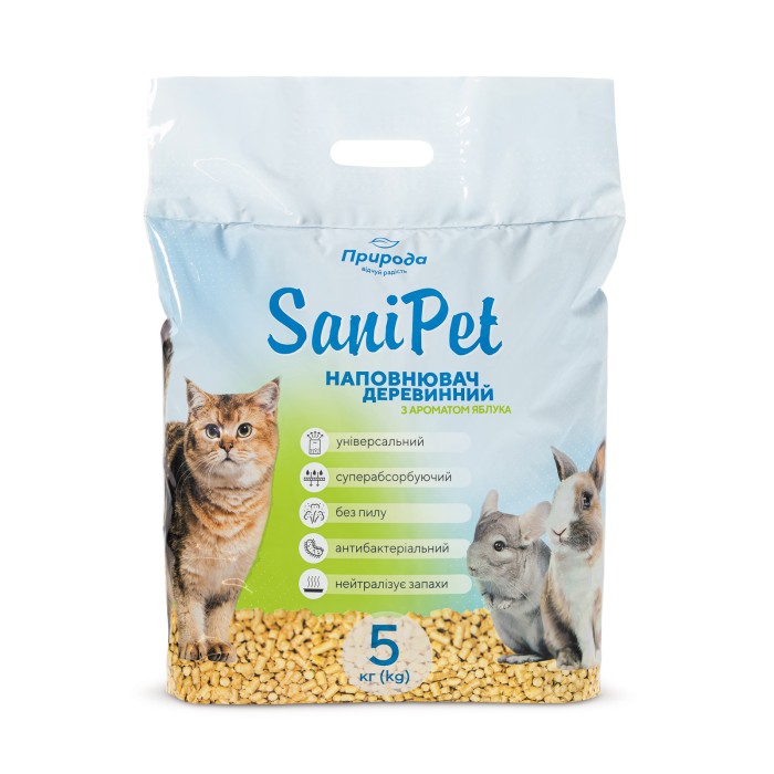 Дерев'яний наповнювач Sani Pet «Універсальний», 5 кг Яблуко