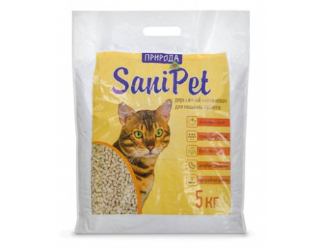 Древесный наполнитель SANI PET для котов «Натуральный» 10 кг