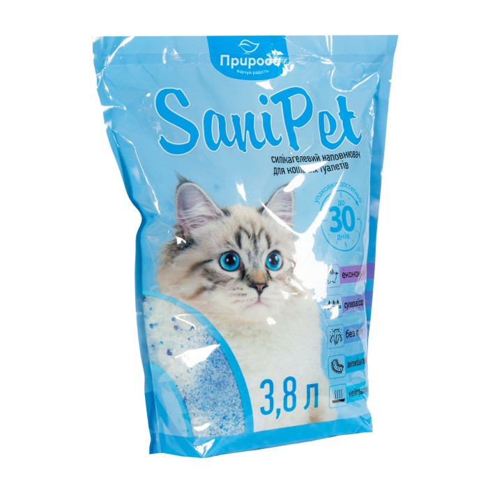 Наполнитель для кошачьего туалета Природа Sani Pet силикагелевый, 3,8 л