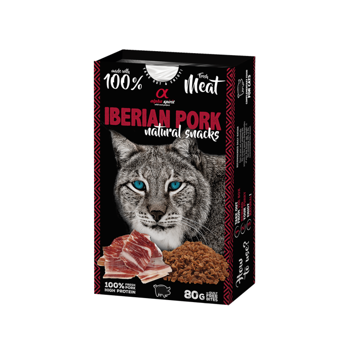Ласощі для котів Alpha spirit CAT NATURAL SNACK IBERIAN PORK Натурал Снек, іберійська свинина, 80 г