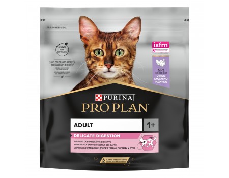 Сухой корм Purina Pro Plan Cat Delicate Turkey для кошек с чувствительным пищеварением, с индейкой, 400 г