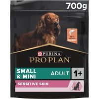 PRO PLAN сухой корм  для взрослых собак мелких и карликовых пород с чувствительной кожей, лосось с рисом, пакет, 700 г