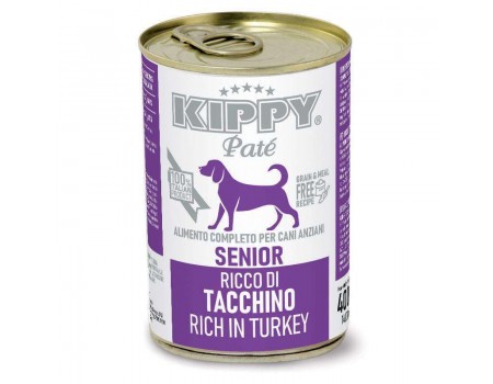Корм влажный Kippy для пожилых собак "Pate Senior Dogs Turkey", с индейкой, паштет, 400 г