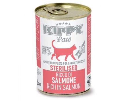 Корм влажный Kippy для стерилизованных кошек "Pate Sterilised Cats Salmon", с лососем, паштет, 400 г