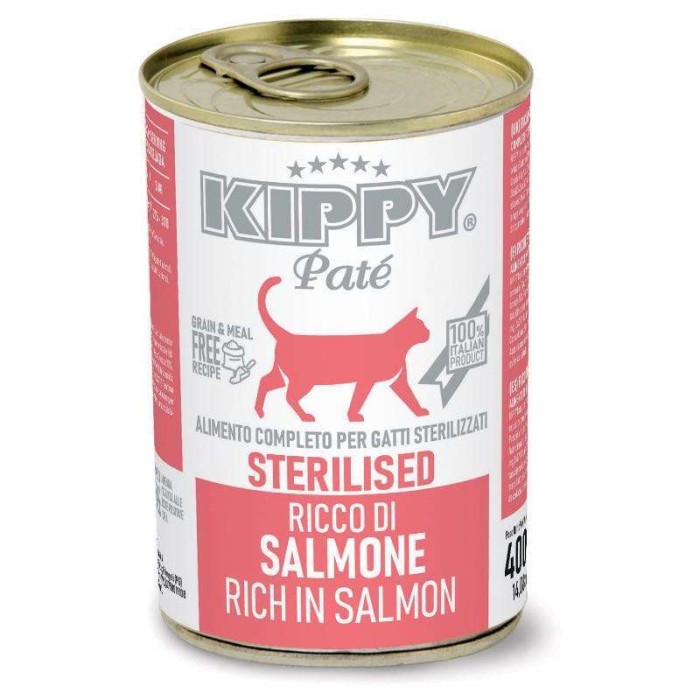Корм вологий Kippy для стерилізованих котів "Pate Sterilised Cats Salmon", з лососем, паштет, 400 г