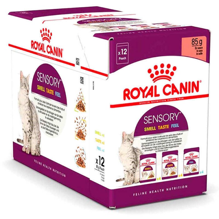Вологий корм Royal Canin Sensory Multi-Pack Feel, Taste, Smell, для стимуляції смакових рецепторів котів, м'ясо та риба, мультипак 3х4х85 г