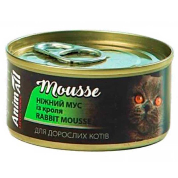 Animall вологий корм для котів. ніжний мус із кроля 80 г