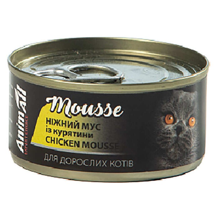 Animall вологий корм для котів. Ніжний мус із курятини 80 г