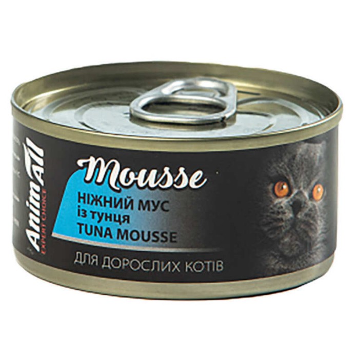 Animall вологий корм для котів. Ніжний мус із тунця 80 г