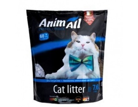AnimAll "Голубой Аквамарин" - Силикагелевый наполнитель для кошачьего туалета, 3.8 кг/ 7,6л