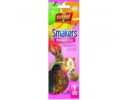 VITAPOL SMAKERS "WEEKEND STYLE" ПАЛОЧКИ ДЛЯ ГРИЗУНІВ ФРУКТИ, ПАКЕТ, 1ШТ, 45Г