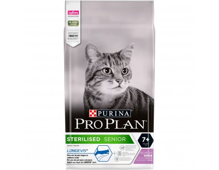 Pro Plan сухой корм для стерилизованных кошек и кастрированных котов старше 7 лет, с индейкой,  10 кг