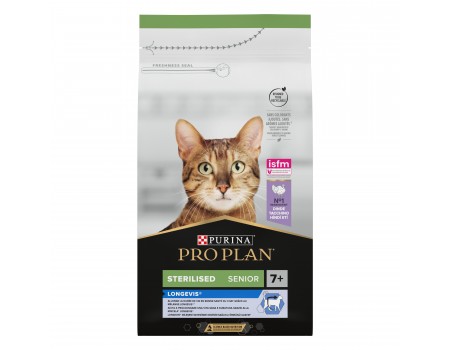 Pro Plan сухой корм для стерилизованных кошек и кастрированных котов старше 7 лет, с индейкой, 1,5 кг