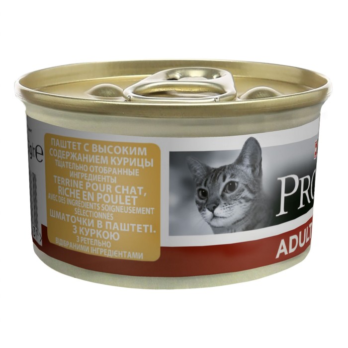 Purina Pro Plan Adult  Консервы для взрослых кошек , Кусочки в паштете с курица, банка, 85 г