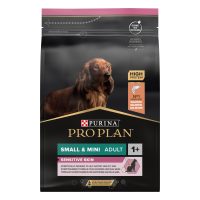 PRO PLAN сухой корм  для взрослых собак мелких и карликовых пород с чувствительной кожей, лосось с рисом,  3 кг