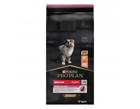 PRO PLAN Puppy Medium Sensitive Сухий корм для цуценят середніх порід з чутливою шкірою, лосось з рисом, пакет, 12 кг
