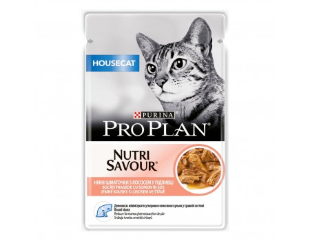 Консерва Purina Pro Plan Cat Nutrisavour Housecat для кошек, с лососем, 85 г