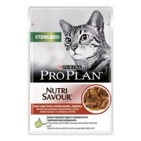 Вологий корм ProPlan Sterilised Nutrisavour, для кастрованих котів, з яловичиною, 85 г