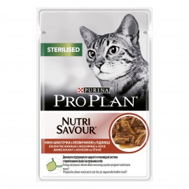 Влажный корм ProPlan Sterilised Nutrisavour, для кастрированных кошек, с говядиной, 85 г