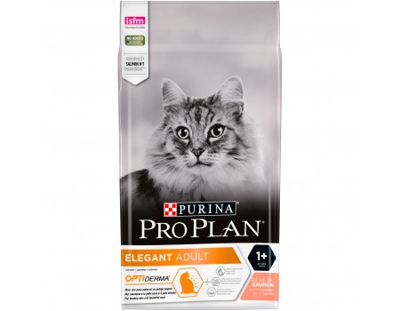 Purina Pro Plan ELEGANT для взрослых кошек с чувствительной кожей, с лососем, 1.5кг