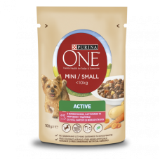 Purina One Mini Active (Ван МИНИ) с говядиной, картофелем, морковью для активных собак 100г
